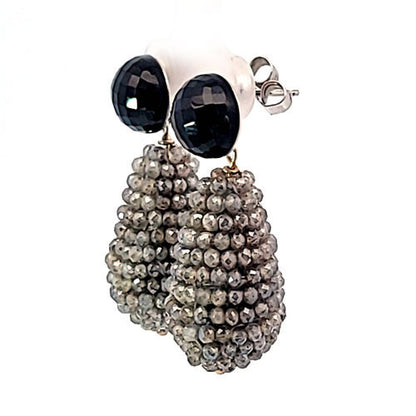 Ohrringe Labradorit mit schwarzem Spinell  - 4