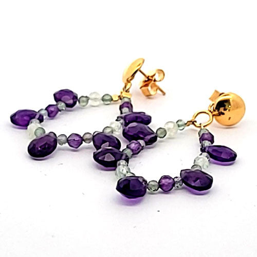 Ohrringe Bohemian mit Amethyst und grünem Granat  - 1