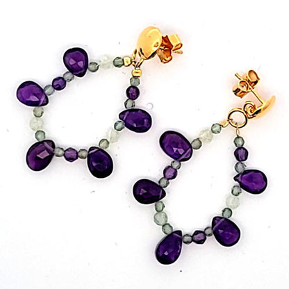 Ohrringe Bohemian mit Amethyst und grünem Granat  - 2