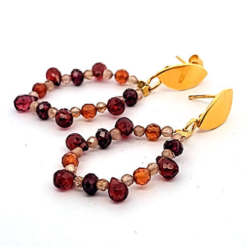 Ohrringe Bohemian mit Zirkon und Granat  - 1