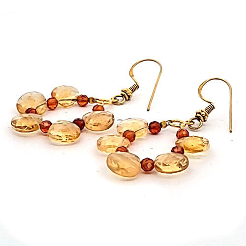 Ohrringe Bohemian mit Zitrin und Granat  - 1