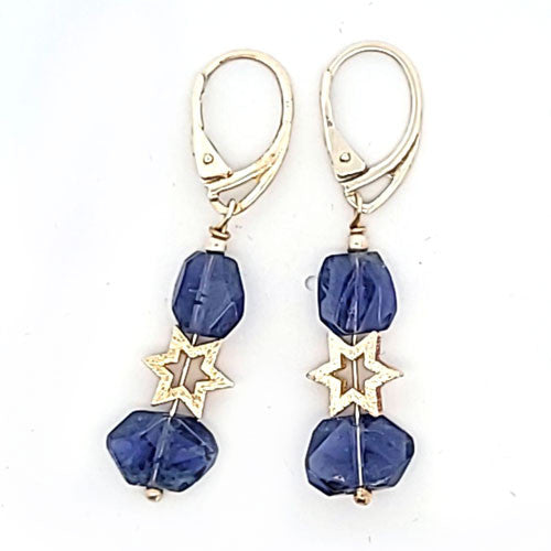 Ohrringe Iolith (Cordierit) und Stern  - 1