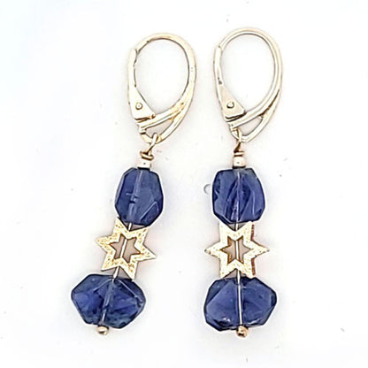 Ohrringe Iolith (Cordierit) und Stern  - 1