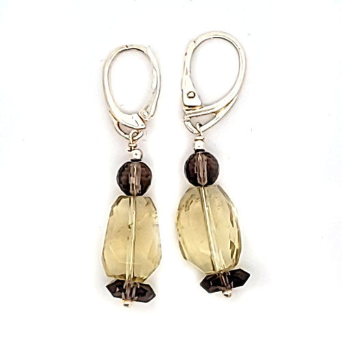 Ohrhänger Lemonquarz und Rauchquarz  - 1