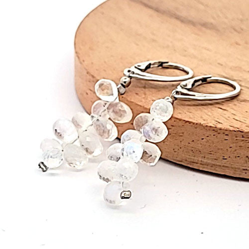 Ohrhänger Mondstein Tropfen facettiert  - 1