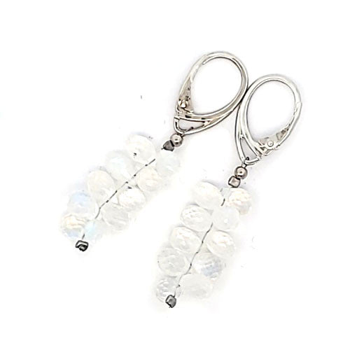 Ohrhänger Mondstein Tropfen facettiert  - 2