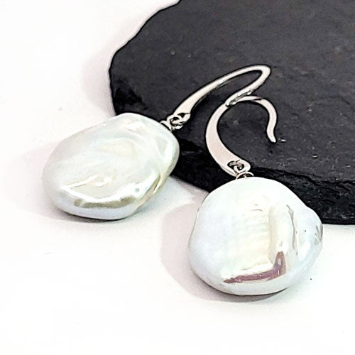 Ohrhänger Perle Big Baroque silber rhodiniert  - 1