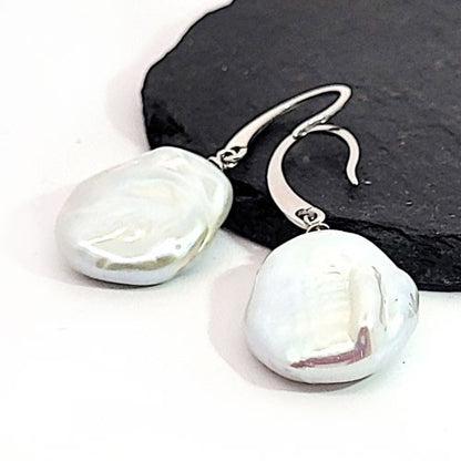 Ohrhänger Perle Big Baroque silber rhodiniert  - 1