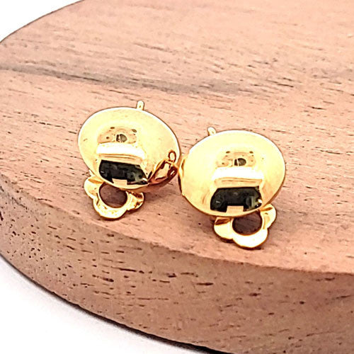 Ohrclipspatent rund 12 mm, Silber vergoldet Steindesign - 4