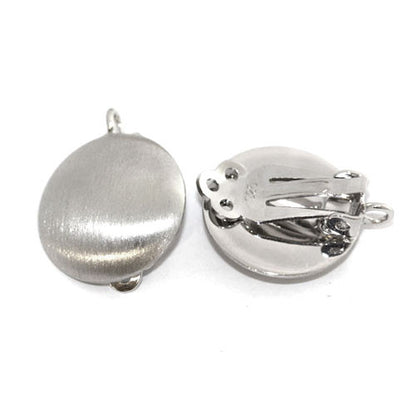 Ohrclipspatent rund 16 mm, Silber rhodiniert matt Steindesign - 3