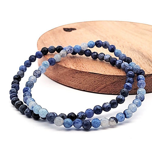 Blauquarz Kugel-Armband facettiert 4 mm  - 1