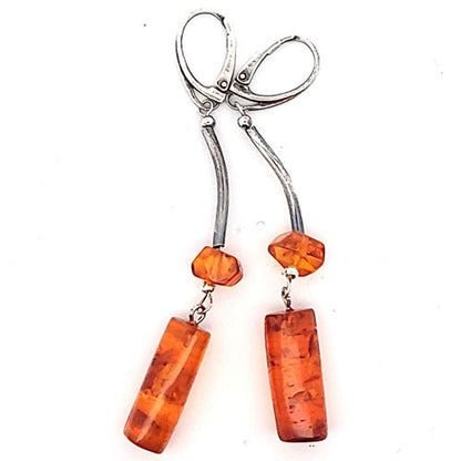 Bernstein Ohrhänger mit Silber Brisur  - 3