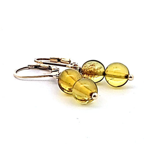 Bernstein grün Ohrhänger mit Silber rhodiniert  - 2