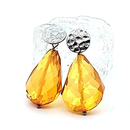 Bernstein Ohrhänger mit Silberstecker rhodiniert  - 2