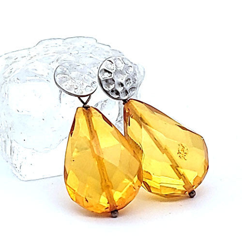 Bernstein Ohrhänger mit Silberstecker rhodiniert  - 1