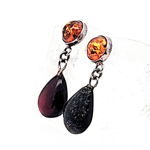 Bernstein Ohrhänger mit Silberstecker  - 2