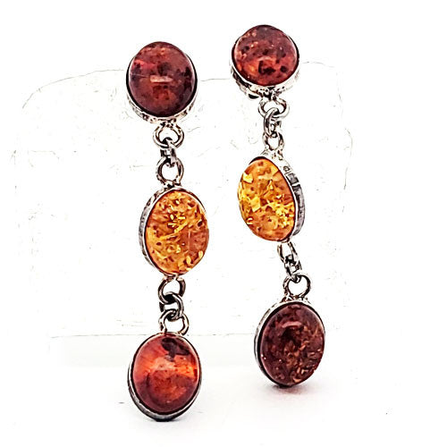 Bernstein Ohrhänger Silber mit Stecker  - 2