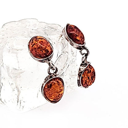 Bernstein Ohrhänger Silber mit Stecker  - 2