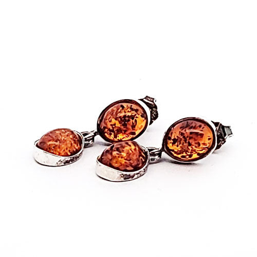 Bernstein Ohrhänger Silber mit Stecker  - 1