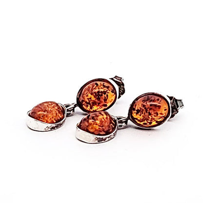 Bernstein Ohrhänger Silber mit Stecker  - 1