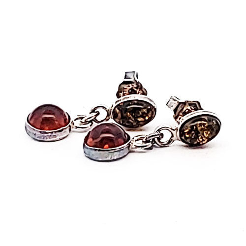 Bernstein Ohrhänger Silber mit Stecker  - 1