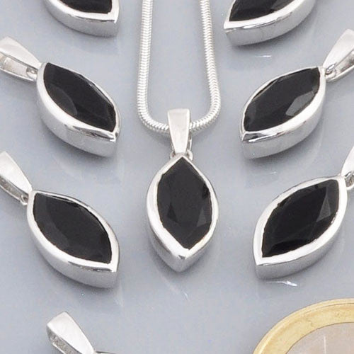 Onyx Edelsteinanhänger Navette facettiert Steindesign - 2