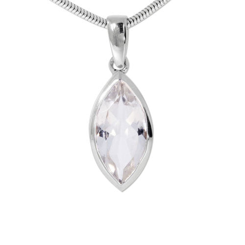 Bergkristall Edelsteinanhänger Navette facettiert Steindesign - 1