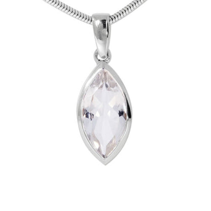 Bergkristall Edelsteinanhänger Navette facettiert Steindesign - 1