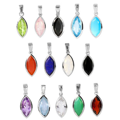 Bergkristall Edelsteinanhänger Navette facettiert Steindesign - 3