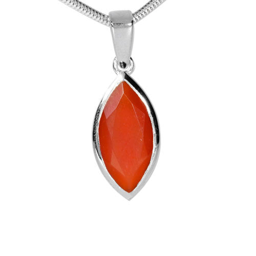 Karneol Edelsteinanhänger Navette facettiert Steindesign - 1