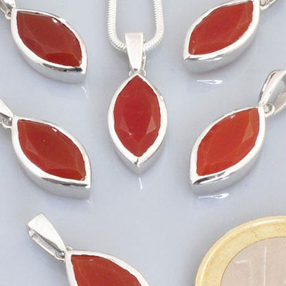 Karneol Edelsteinanhänger Navette facettiert Steindesign - 2