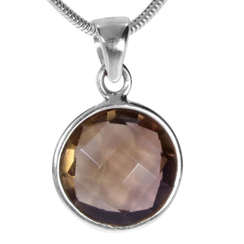 Rauchquarz Edelsteinanhänger rund facettiert Steindesign - 1
