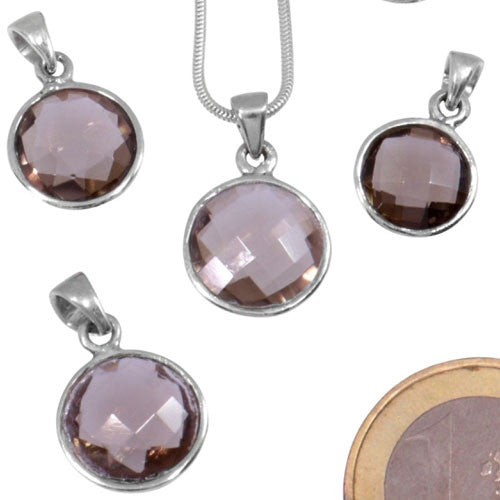 Rauchquarz Edelsteinanhänger rund facettiert Steindesign - 2