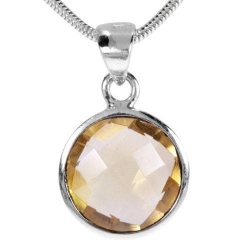 Zitrin Edelstein Anhänger rund facettiert Steindesign - 1