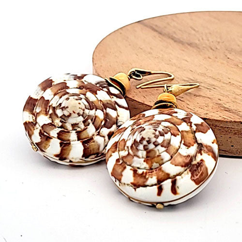 Ohrhänger Muschel mit Bambuskoralle  - 1