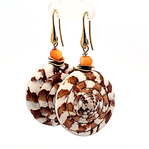 Ohrhänger Muschel mit Bambuskoralle  - 2