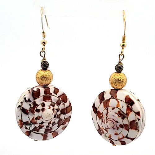 Ohrhänger Muschel mit Pyrit  - 2