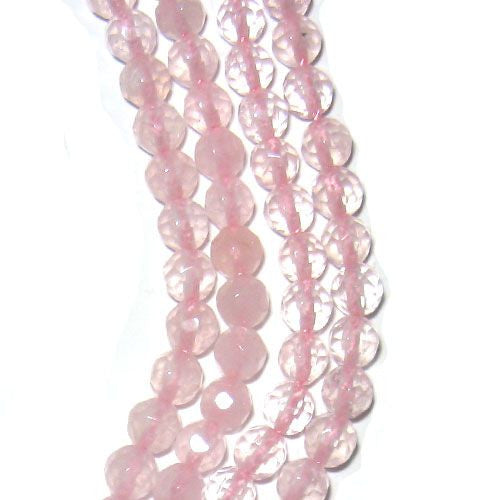 Rosenquarz, Kugelstrang 4mm facettiert  - 1