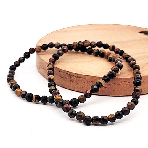 Tigerauge multi Kugelarmband 4 mm facettiert  - 1