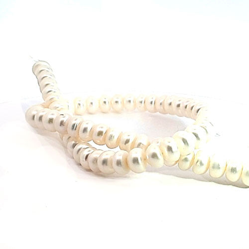 Perlenstrang weiß Button 6 x 9 mm  - 1