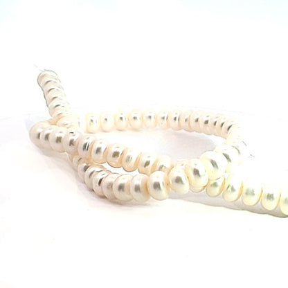 Perlenstrang weiß Button 6 x 9 mm  - 1