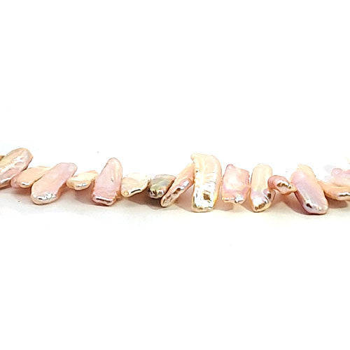 Perle lachs, Strang Fancy quer 9 x 23 mm  - 1