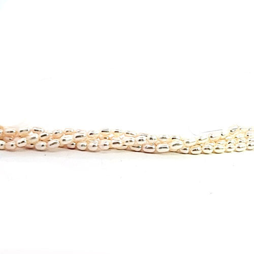 Perle weiß, Strang Rice 3 x 4 mm  - 2