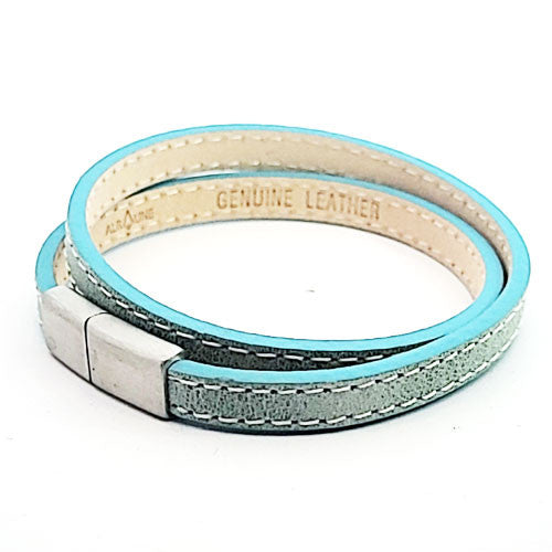 Leder Armband Scarlett hellblau  - 1