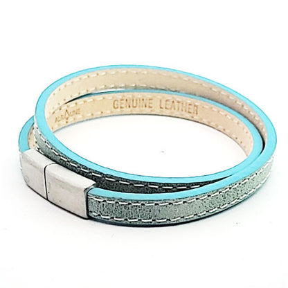 Leder Armband Scarlett hellblau  - 1