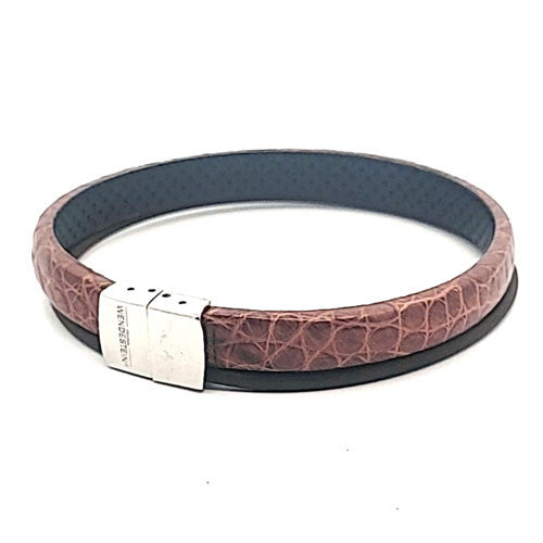 Wendestein Armband, Alligator Leder braun, 20,5 cm  - 1