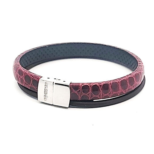 Wendestein Armband, Alligator Leder bordaux, 19 cm  - 1