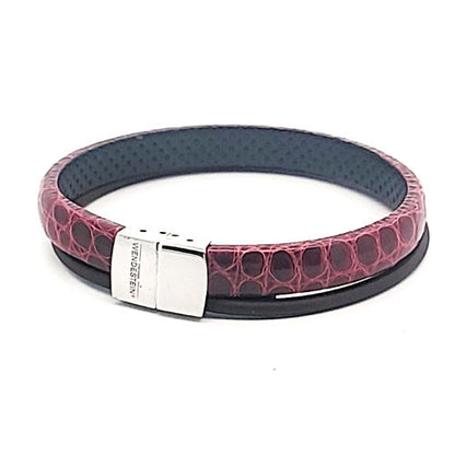 Wendestein Armband, Alligator Leder bordaux, 19 cm  - 1