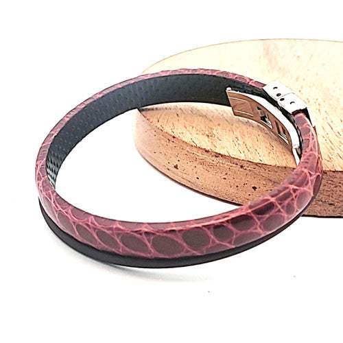 Wendestein Armband, Alligator Leder bordaux, 19 cm  - 2