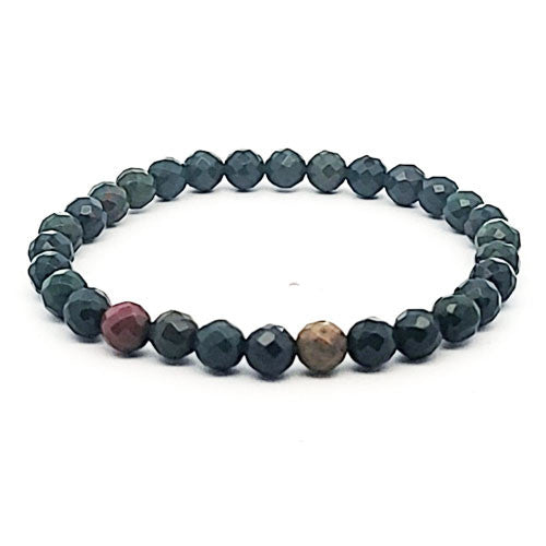 Heliotrop (Blutjaspis) Kugelarmband 6 mm facettiert  - 1